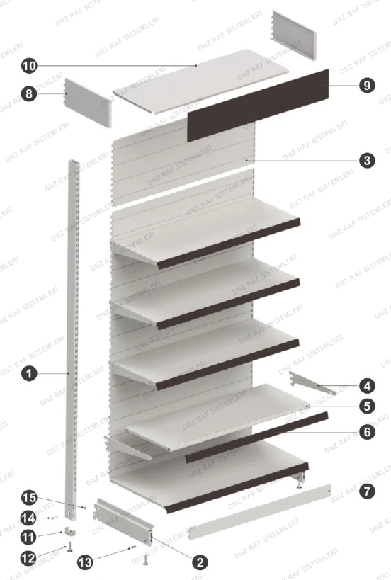 Bauteilschema des Metall-Marktregalsystems